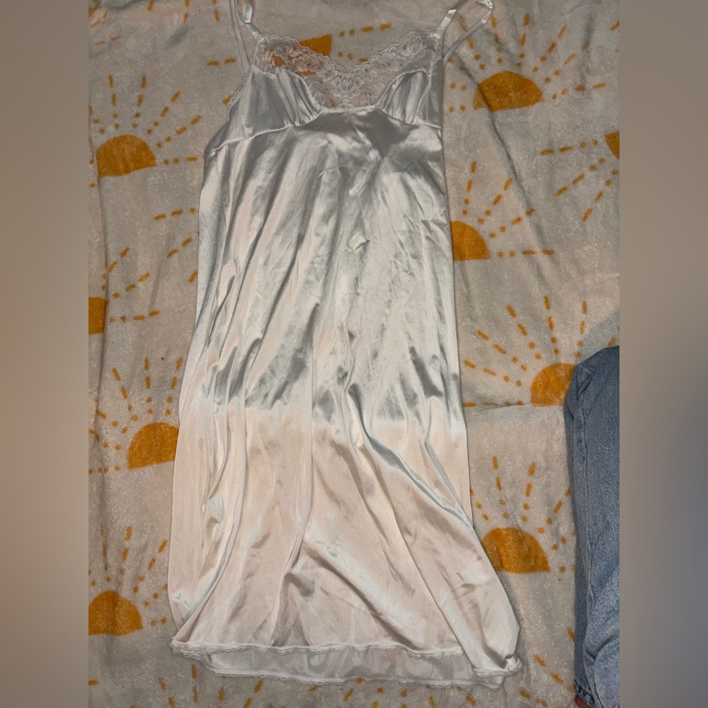 Elegant White Satin Nightgown